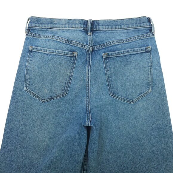 Banana Republic Crop Denim Womens Size 30 Mid Rise Wide Leg Raw Hem Jeans - Picture 11 of 15